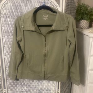 Charter Club relaxed Zip Up Camo Green Jacket